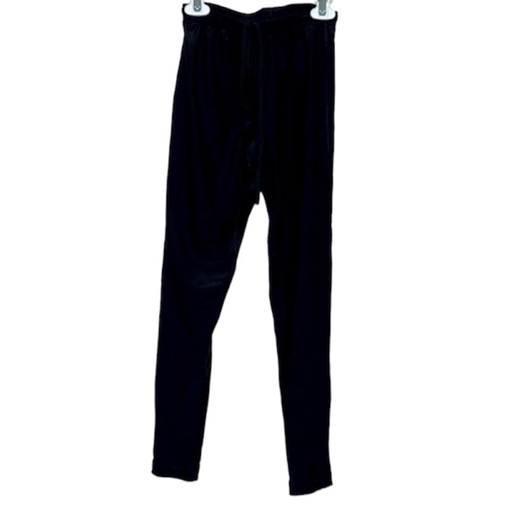 🌞 Black shiny athletic pants draw string elastic waist Made in USA S - Picture 1 of 12